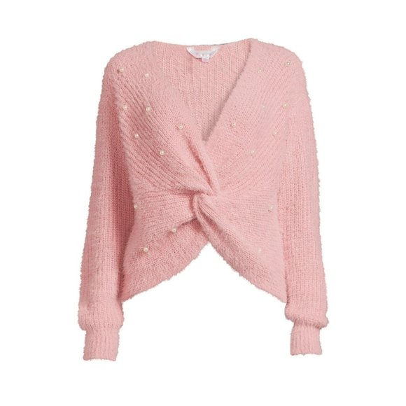 NWOT No Boundaries Juniors' Twist Faux Pearl Fashion Unique Sweater Size Large - Picture 5 of 5
